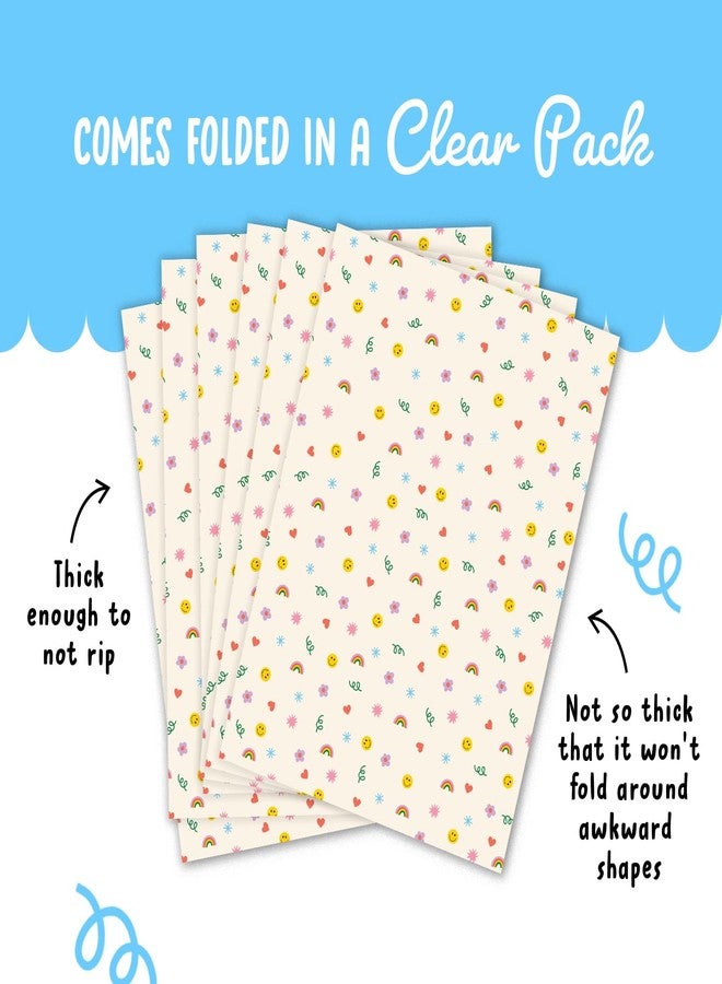 CENTRAL 23 - Cute Wrapping Paper - 6 Sheets of Birthday Gift Wrap - Rainbows Smileys Hearts - For Children - Girls Boys - Recyclable - Image 4